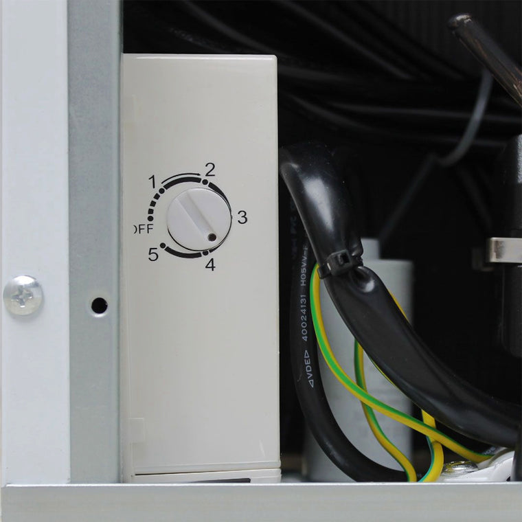 Mini Freezer | Solid Door 36 Litre close up view of temperature controls